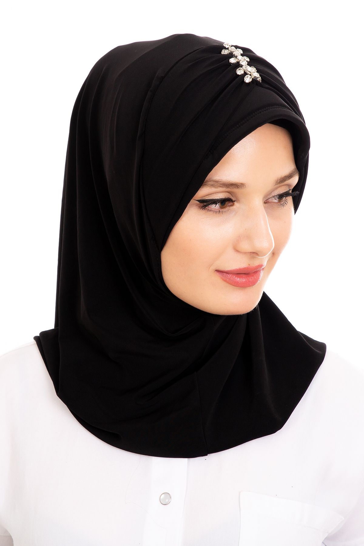 Kelebek Taşlı Hijab Bone Siyah